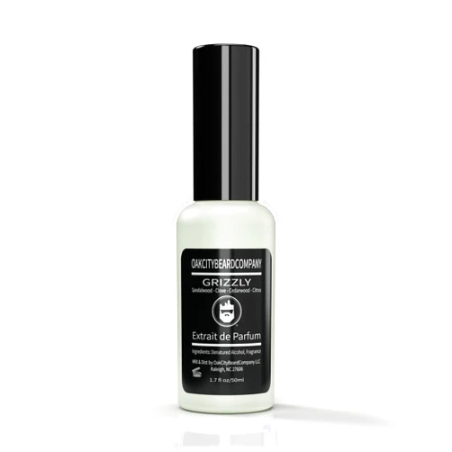 Oak City Beard Company Grizzly Cologne - (1.7oz-50ml) - Extrait - Rich Sweet Sandalwood - Aromatic Cedarwood - Warm Clove - Sweet Citrus