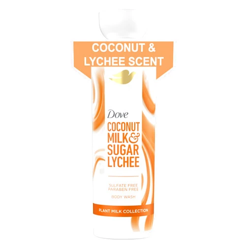 Dove Plant Milk Cleansing Body Wash Coconut & Lychee for Moisturized Skin Gentle Cleanser, No Sulfate Cleansers or Parabens, 98% Biodegradable 17.5 fl oz