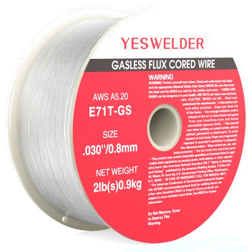 YESWELDER Flux Core Gasless Mig Wire, Mild Steel E71TGS .030-Diameter, 2-Pound Strong ABS Plastic Spool