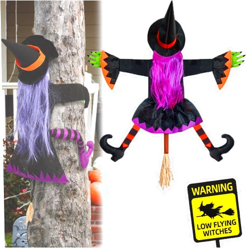 Pigdun Flying Crashed Witches Hanging into Tree,Halloween Decorations Outdoor Crashing Witch,Hanging Into Tree/Porch Pole/Door/Indoor/Yard