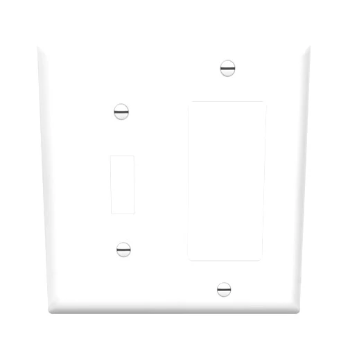 Enerlites 881131-W Decorator/Toggle Switch Wall Plate Combination, 2-Gang, White, Standard Size, Unbreakable Polycarbonate, Replacement Receptacle Faceplates Outlet Cover