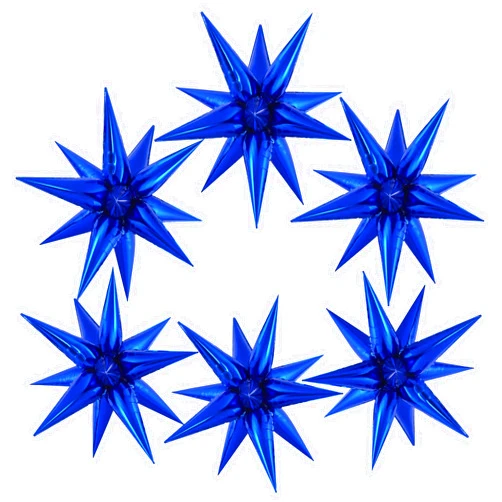 JHZMCRX 72 Pcs Blue Star Balloons Foil Explosion Balloons Magic 12 Point Star Cone Balloon Arch Garlands Large for Birthday Wedding Anniversary Graduation Halloween Party Decorations Backdrops