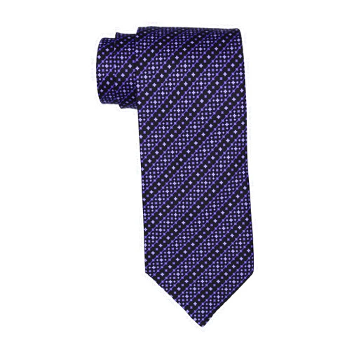 Stefano Ricci Luxury Collection Satin Black Purple Geometric Striped Tie