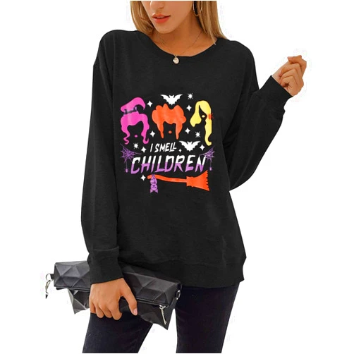 Zarmfly Women Halloween Sweatshirts Pumpkin Face Dancing Skeleton Shirt Long Sleeve Sweater Funny Graphic Pullover