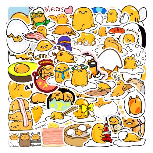 Generic 60PCS Japanese Manga Lazy Egg Stickers Kawaii Vinyl Waterproof Stickers Funny Kids Wall Stickers Teen Adult Water Bottle Sticker Pack (Gudetama)