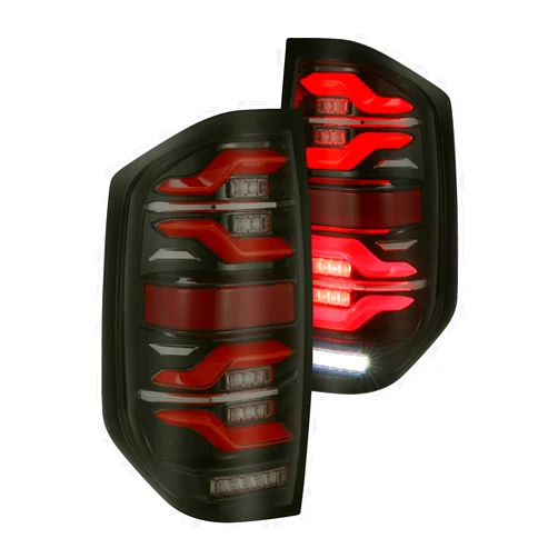 AlphaRex 14-21 Toyota Tundra LUXX LED Taillights Black/Red w/Activ Light/Seq Signal