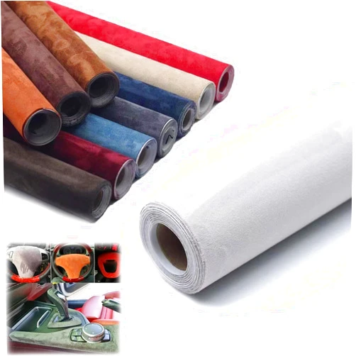 VALHMKT Alcanatra Wrap Interior Wrap, Alcanatra Adhesive Wrap, Microfiber Suede Fabric Self-Adhesive Car Wrapping Film, Suede Headliner Fabric Self Adhesive(White,50 * 140CM)