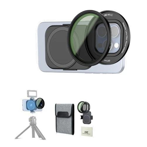 JJC 67mm ND Filter for iPhone, Magnetic Lens Filter Adapter with ND2-128 Variable ND Filter Compatible with iPhone 16 15 14 Pro Max Plus with 1/4” Screw & Shoe Mount for Vlogging Video Recording