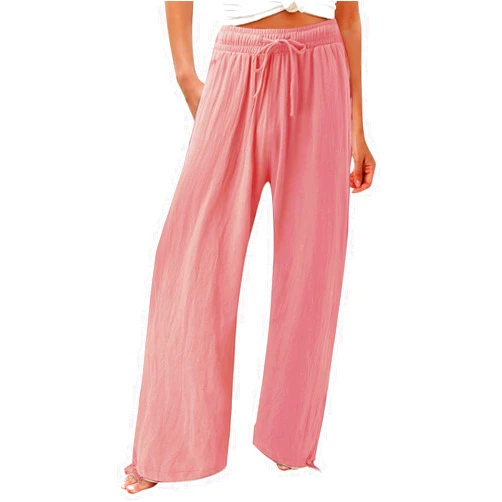 Generic Women's Wide Leg Pants Women's High Waisted Polka Dot Jacquard Wide Leg Trousers Casual Trousers Wide Leg Dress Pants Black