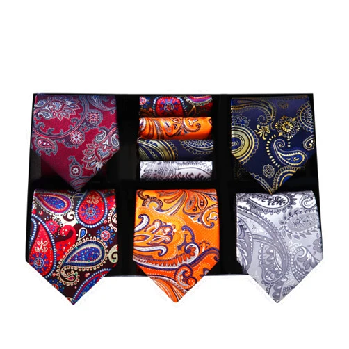 HISDERN Mens Ties Set 5PCS Collection Tie with Pocket Sqaure Formal Business Necktie Present Box Neckties Set for Men