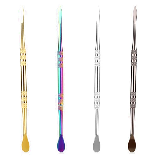 NQEUEPN 4pcs Wax Carving Tools Set, 4.72 Inch Double-Headed Wax Rig Clay Sculpting Tools Stainless Steel Polymer Clay Tool Rainbow Wax Tools Kit Wax Spoon Wax Accessories for Wax Modeling Wood Wax Clay