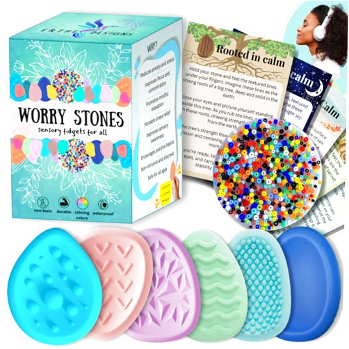 Gentle Minds Fidget Toys Sensory Stone: 10 Pack with Picking Stone and Mindfulness Scripts,Sensory Fidgets for Kids-Teens-Adults,Fun Party Favors, Classroom Prizes and Sensory Tools for ADHD OCD