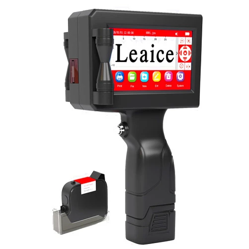 Leaice Handheld Inkjet Printer with 42ml Quick-Drying Ink Cartridge, Portable Handheld Printer Gun Print Batch Code, Logo, Date, Lot Number on Plastic, Wood, Metal, Glass, Aluminum & Carton Surfaces