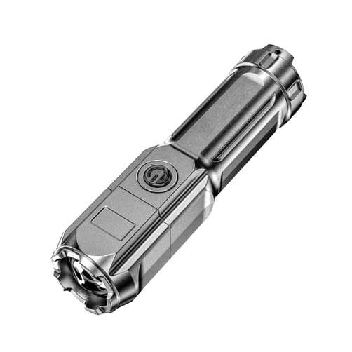 Npkgvia Pattern Flashlight Outdoor Camping USB Flashlight Rechargeable Flashlight Portable Mini Rechargeable Torch 1200 Lumens 3 Modes USB Rechargeable Torch Mini Portable LED Light (Grey, One Size)