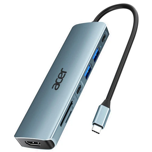 Acer USB C Hub, 7 in 1 USB C to HDMI Splitter, 2 USB 3.1 GEN1 and 5Gbps Type-C Data Port, 4K HDMI Port, PD 100W Charging, SD Card Reader, for iPad Pro MacBook Pro Acer Laptops and More