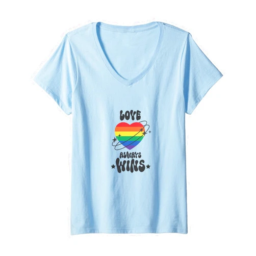 Ally Hate Less Love More, Proud Rainbow, Pride Womens Love Always Wins Quote, Less Hate, LQBTQ, Ally Support V-Neck T-Shirt