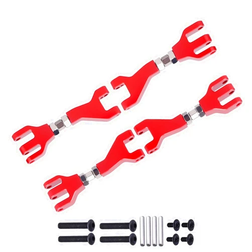 HobbyPark Aluminum Front & Rear Upper Suspension Arms for 1/10 Redcat Blackout XTE Upgrades Parts, fit XBE SC Pro, Replace BS213-002 / BLH-0001GM (4-Pack) (Red)