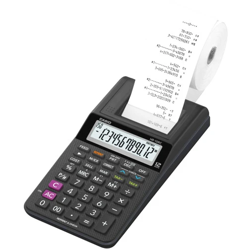 Casio HR-10RC Mini Desktop Printing Calculator | Portable | 12-Digit Display | One-Color Printer | Tax & Currency | Ideal for Taxes, Bookkeeping & Accounting Tasks