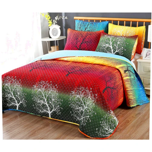 Swanson Beddings Rainbow Tree 5 Piece Bedspread Coverlet Quilt Set: Quilt and 4 Pillow Shams (Queen)
