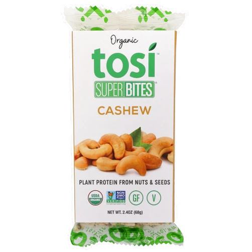 Tosi Organic SuperBites Vegan Snacks, Cashew, 2.4 Oz, Pack of 1