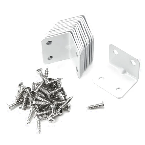 Biaungdo 24 Pcs White Metal Corner Brace, 26 x 26 x 32mm L Shape Shelf Bracket, 90 Degree Right Angle L Brackets Support with Screws for Wood, Shelves, Cabinet, Furniture, 4 Holes
