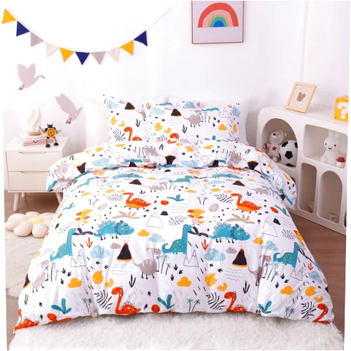 JSD Dinosaur Kids Duvet Cover Set Twin Size, 2 Piece Soft Printed Microfiber Bedding Comforter Cover with Pillow Sham Zipper Closure, Comforter Not Included