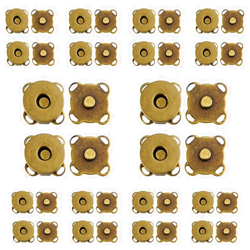 Yuntop 20 Sets Plum Magnetic Snaps Buttons for Sewing Supplies 15mm Purse Snap Clasps Button for Sewing, Craft, Bags, Clothes, Leather (Bronze)