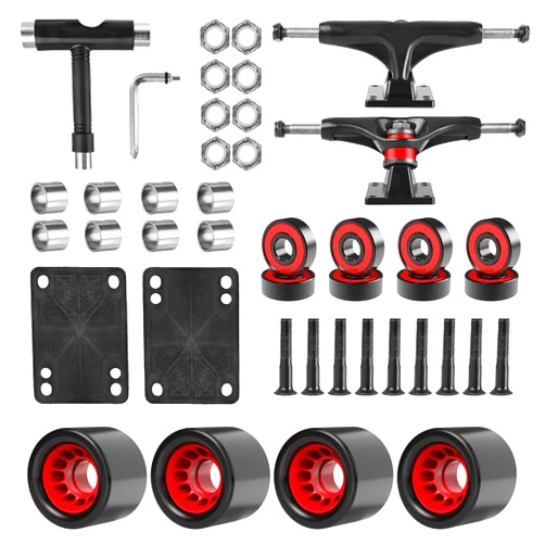 AXDT Skateboard Wheels Set,Include Skateboard Trucks, Skateboard Wheels 60mm, Skateboard Bearings, Skateboard Pads, Skateboard Hardware 1