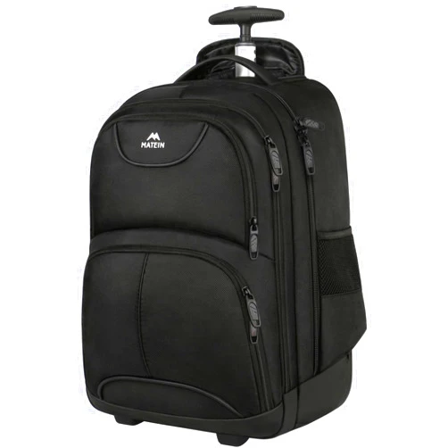 MATEIN Rolling Backpack, 17 inch Water Resistant Wheeled Laptop Backpack, Carry on Luggage Business Bag, Overnight College Computer Bag Trolley Suitcase for Men Women Adults to Travel, Black