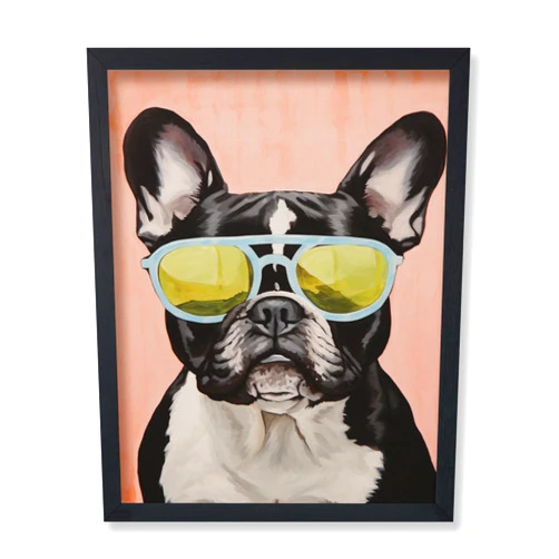Poster Master French Bulldog Print - Dog in Glasses Poster - Humorous Art - Trendy Gift for Men, Women & Animal Lover - Funny Decor for Living Room or Kids Room - 11x14 UNFRAMED Wall Art