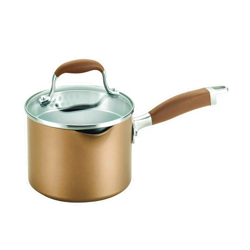 Anolon Advanced Hard Anodized Nonstick Sauce Pan/Saucepan with Straining and Lid, 2 Quart, Brown