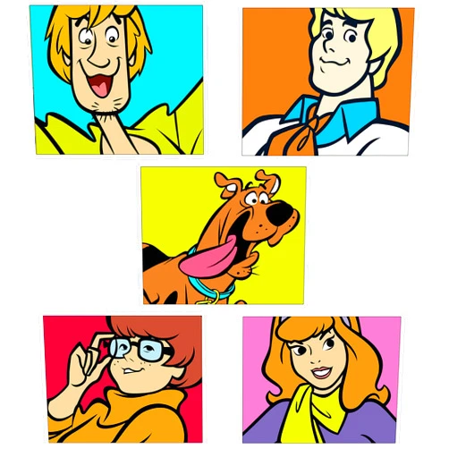 BigWig Prints Scooby Doo Poster - Scooby Doo Gifts, Shaggy, Thelma, Daphne, Fred, Party Decorations, Birthday Decorations, Wall Art Posters, Wall Decor Artwork - Unframed Set of 5 (8x10)