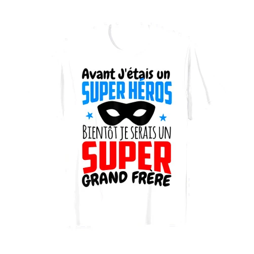 Idée Cadeau idéal pour les cousines et famille 01 Annonce Grossesse Futur Super Grand Frère Garçon Surprise T-Shirt