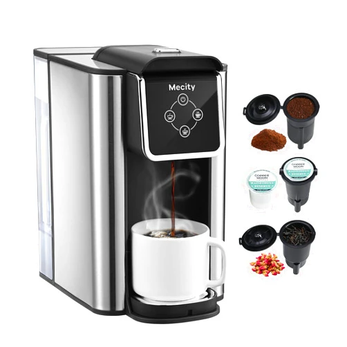 Mecity Coffee Maker 3 in 1 Single Serve Coffee Machine, Compatible with K cup Capsules, Instant Coffee Pot, Tea maker, 6,8,10 Oz Cup, Removable 50 Oz Water Reservoir, 120V 1150W