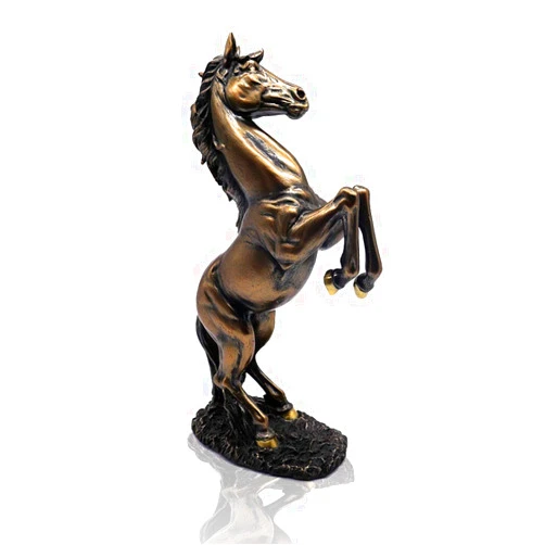 Lependor 12 inch Standing Horse Resin Statue for Home Decor Animal Ornament Sculpture Rearing Horse Art Figurine Decorative Sculpture - Bronze