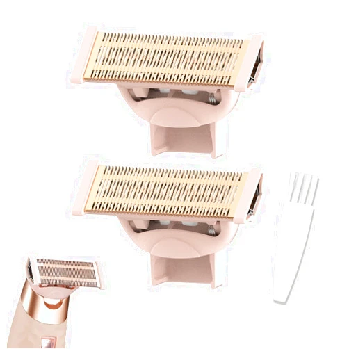 GOMINYUF 2 Pack Replacement Body Razor head Compatible with Finish Touch Flawless Nu Razor Replacement Blades incude a clean brush,Rose Gold