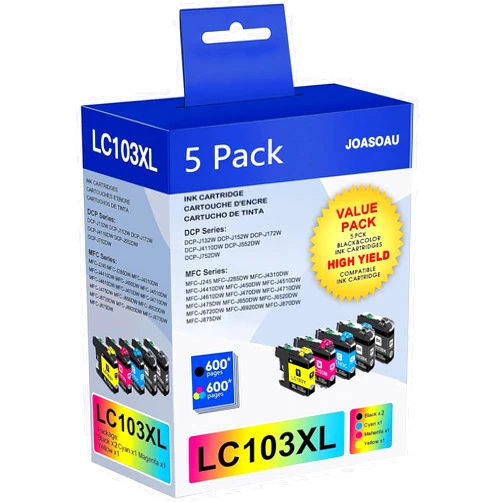JOASOAU LC101 101 LC103XL LC103 XL Compatible for Brother lc103 Ink Cartridges for Brother Printer Color for MFC-J870DW MFC-J470DW MFC-J450DW MFC-J6720DW J650DW J4410DW J4510DW J4310DW J475DW (2BK+1C+1+1Y)
