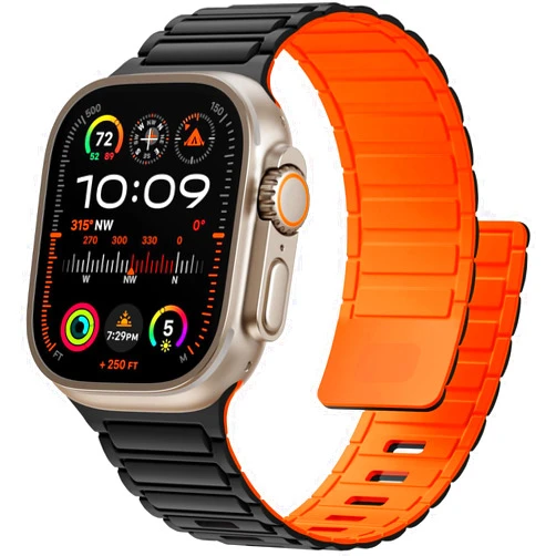 MYAPULUA Magnetic Sport Band for Apple Watch Ultra/2/3 Band 49mm 45mm 46mm 44mm 42mm 41mm 40mm 38mm for Apple Watch Bands for Men,Silicone Link Loop Wristband Strap iWatch Series 11 10 9 8 7 6 5 4 3 se 2nd 3nd