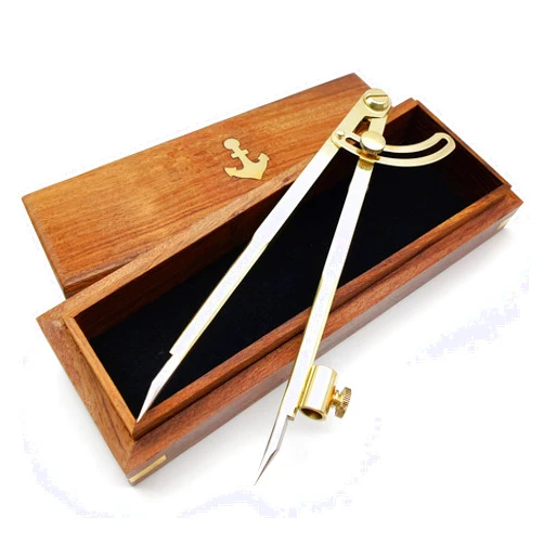 5MoonSun5's 8 Inch Large Pencil Marking Compass Circle Leather Scratch Compass Maker Scriber Marking Wing Divider, Ideal for Drawing Circles, Scribing Wood Metal, Drafting,Map Plotting with wooden box