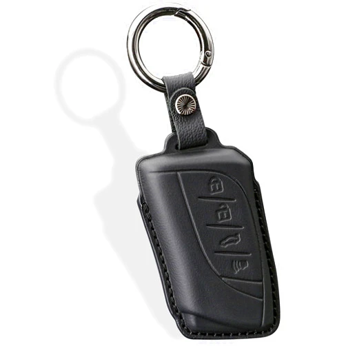 Jinmanyuan Compatible with Lexus Key Fob Cover Leather with Keychain Black Protector for 2024 ES350 ES300h UX200 LS500 LS500H LC500 LC500h