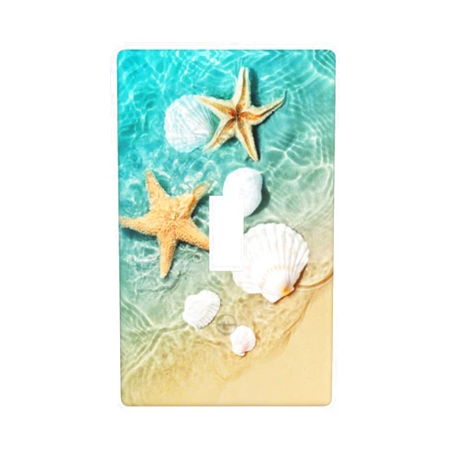 Vodbne Beach Light Switch Cover Single Toggle 1 Gang, Ocean Seashells Decorative Wall Plate Outlet Covers Bathroom Bedroom Kitchen Decor