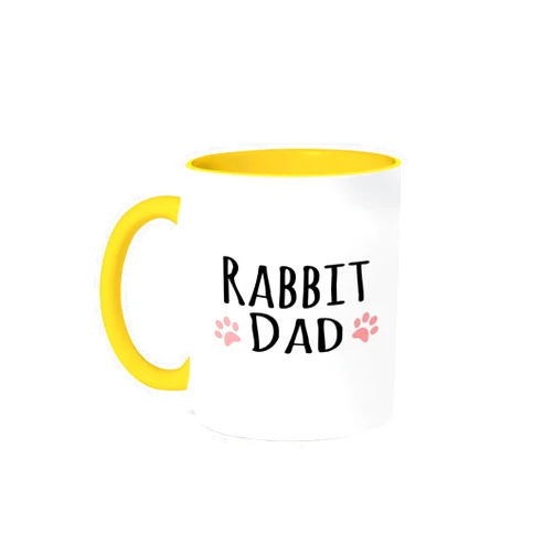 3dRose Coffee Mug, Size - 15oz - Rabbit Dad - for bunny rabbit lovers and pet owners - with pink paw prints Pet designs - funny coffee cup gift