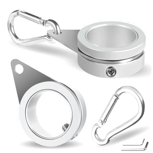 Anovo Flag Pole Rings, Flagpole Rings Aluminum Alloy 360° Rotating Anti Wrap Flag Mounting Spinning Ring Clips for 0.75-1.02 Inch Diameter Flagpole(1 Inch -Pack of 2, Matte Silver)