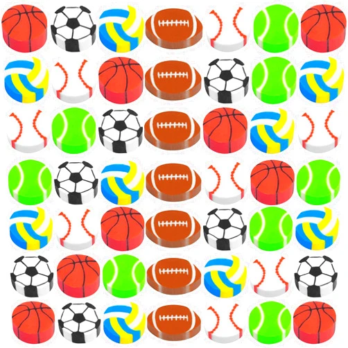 BHUCUTU 300 Pieces Sports Erasers Football Erasers Mini Erasers Assortment Kids Fun Erasers Tiny Erasers Novelty Pencil Erasers Bulk Mini Erasers for Classroom Gift Rewards Party Favor