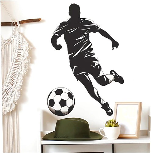 Sacinora Soccer Player Sport Wall Stickers, sacinora Sport Silhouette Wall Decals Removable Vinyl Peel and Stick for Kids Teens Boys Bedroom Nursery Playroom Home Decorations