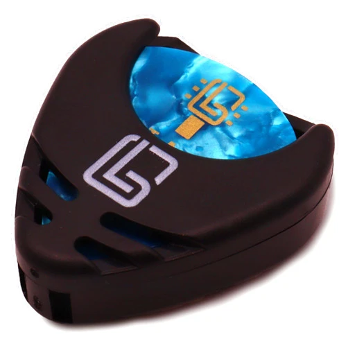 Guitar Lab Guitar Pick Holder | Includes 10 FREE mixed picks by Guitar Lab | Stocking Filler | Father's Day Gift | Celluloid picks for electric, bass, guitar, ukulele | Adhesive Holder | 0.46mm 0.71mm and 0.96mm