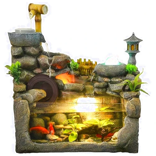 SZYARA Tabletop Water Fountain Tabletop Fountain Indoor Rockery Waterfalls Fish Tank Tabletop Fountain with Atomizer, Desktop Mountain Cascading Decoration for Home Office