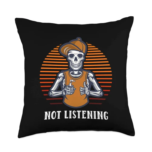 Witty Ironic Antisocial Weird Snarky Not Listening Funny Sarcastic Humor Sarcasm Introvert Nerd Throw Pillow, 18x18, Multicolor