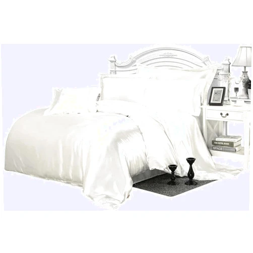 Tanya Linen- Alternative Quilted Ultra Soft Luxury Comforter Premium Silk Satin Solid, 3-Piece 1 Comforter & 2 Pillow Cases (King, White)