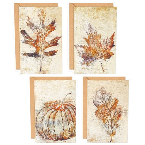 Whaline 32 Pack Fall Leaves Thank You Cards Vintage Maple Leaf Pumpkin Greeting Cards with Envelope Stickers Blank Note Cards for Autumn Harvest Thanksgiving Holiday, 4 x 6 Inch